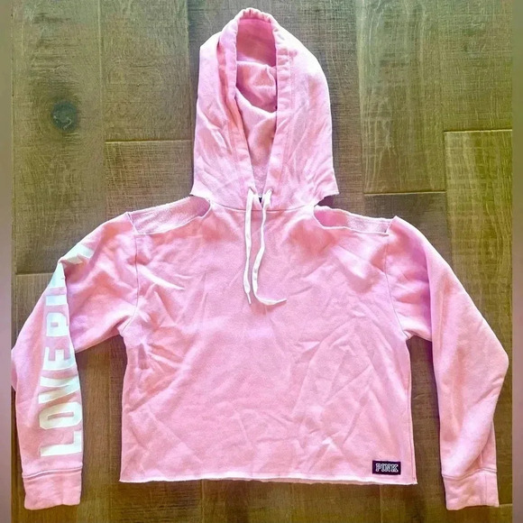 PINK Hoodie Crop Top - Picture 1 of 5